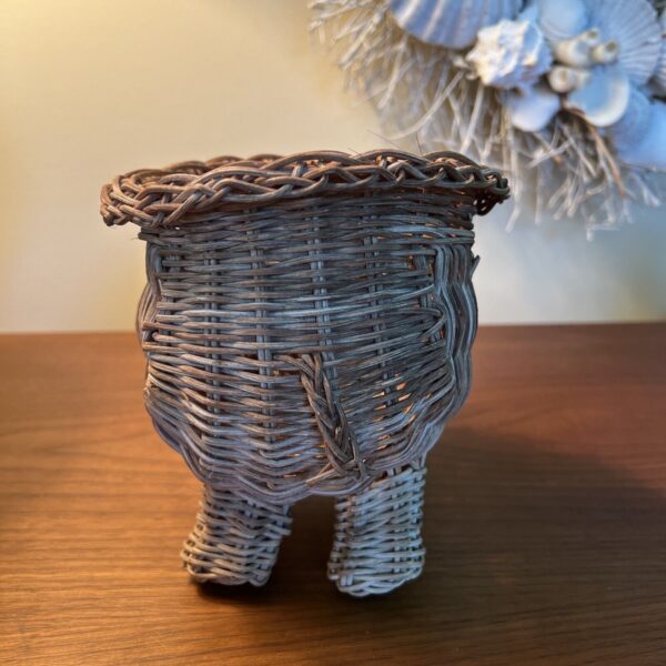 Vintage Natural Wicker Elephant Planter Basket BoHo. Cute And Whimsical Charming - Image 3