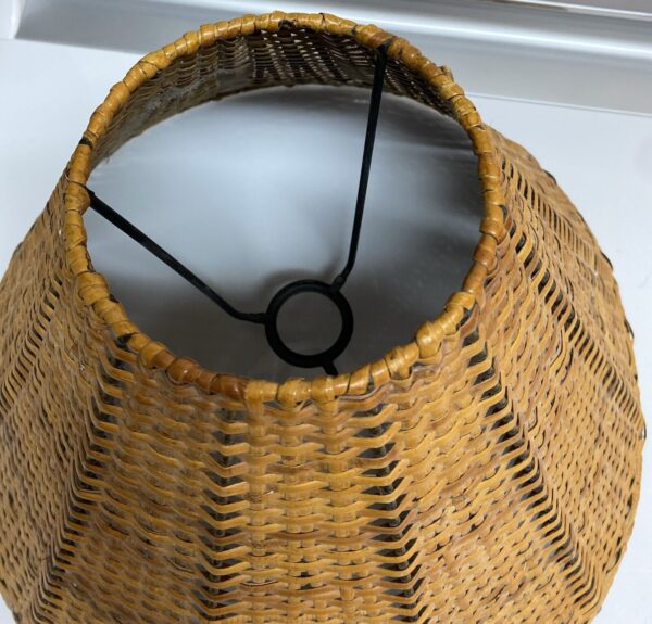 Vintage Natural Wicker Rattan Lamp Shade Boho Tiki Brown 15" W x 10" T x 5" - Image 4