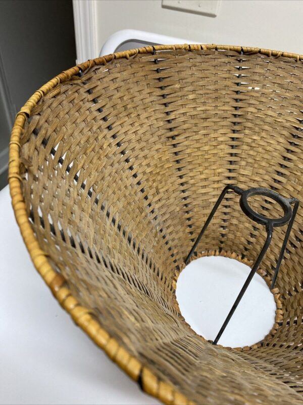 Vintage Natural Wicker Rattan Lamp Shade Boho Tiki Brown 15" W x 10" T x 5" - Image 6