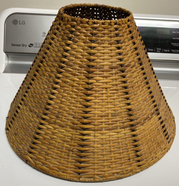 Vintage Natural Wicker Rattan Lamp Shade Boho Tiki Brown 15" W x 10" T x 5"