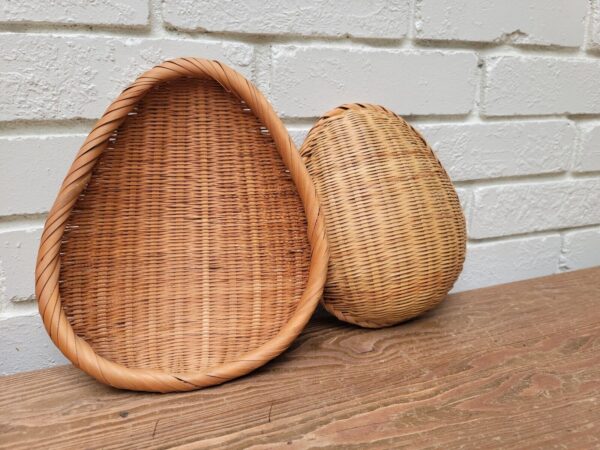 Vintage Nesting Teardrop Basket Bowl Set of 2 Boho Wall Décor - Image 4