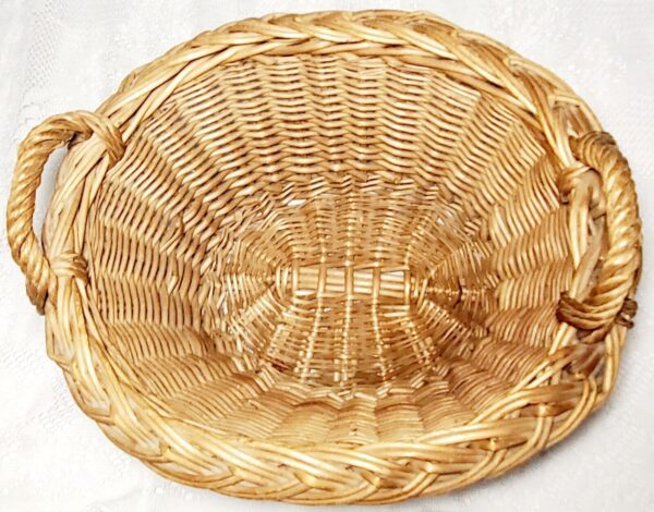 Vintage Oval Basket Woven Wicker Handles Brown Farmhouse Home Decor Mini Laundry - Image 3