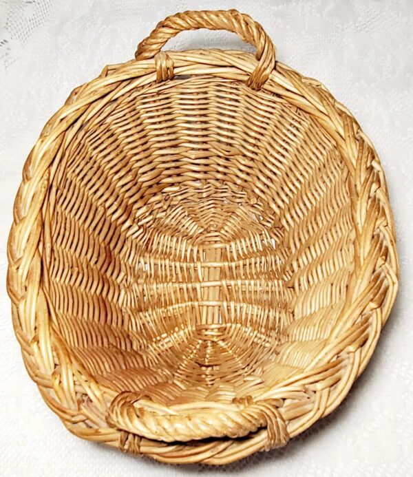 Vintage Oval Basket Woven Wicker Handles Brown Farmhouse Home Decor Mini Laundry - Image 4