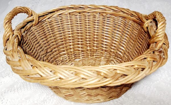 Vintage Oval Basket Woven Wicker Handles Brown Farmhouse Home Decor Mini Laundry