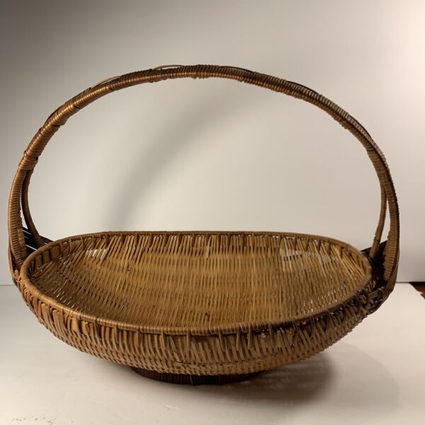 Vintage Oval Handled Gathering Storage Basket~Hand Woven~Boho~14”x9”x10” High - Image 2