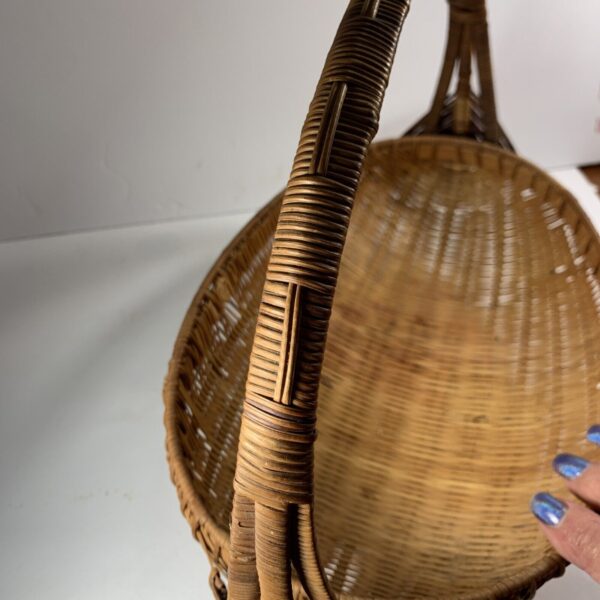 Vintage Oval Handled Gathering Storage Basket~Hand Woven~Boho~14”x9”x10” High - Image 4