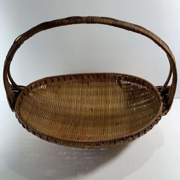 Vintage Oval Handled Gathering Storage Basket~Hand Woven~Boho~14”x9”x10” High - Image 5