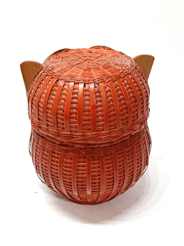 Vintage Owl Basket Mini Woven Wicker Rattan Figure Trinket Box Farmhouse Boho - Image 4