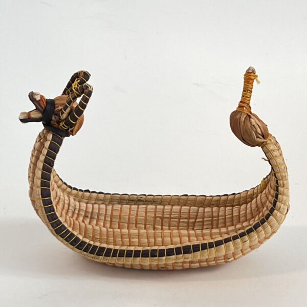 Vintage Peruvian Gondola Bird Dragon Woven Wicker Basket Boat Folk Art Boho - Image 2