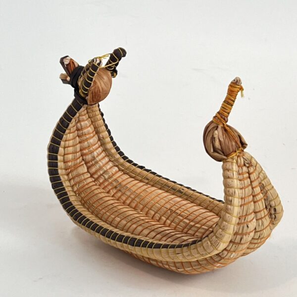 Vintage Peruvian Gondola Bird Dragon Woven Wicker Basket Boat Folk Art Boho - Image 3