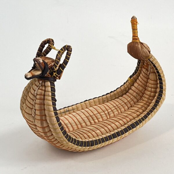 Vintage Peruvian Gondola Bird Dragon Woven Wicker Basket Boat Folk Art Boho