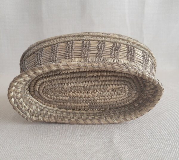 Vintage Pine Needle Basket Hand-Made Footed Base Decorative BOHO - Image 3