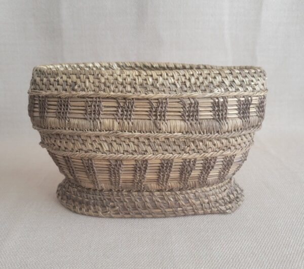 Vintage Pine Needle Basket Hand-Made Footed Base Decorative BOHO - Image 6