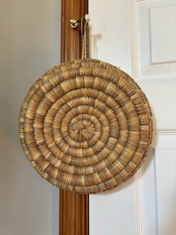 Vintage Raffia Handwoven Hanging Coolil Basket Bowl Bohemian Jewelry Catchall