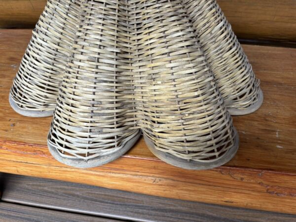 Vintage Rare Scalloped Wicker Rattan Lamp Shade - Image 5