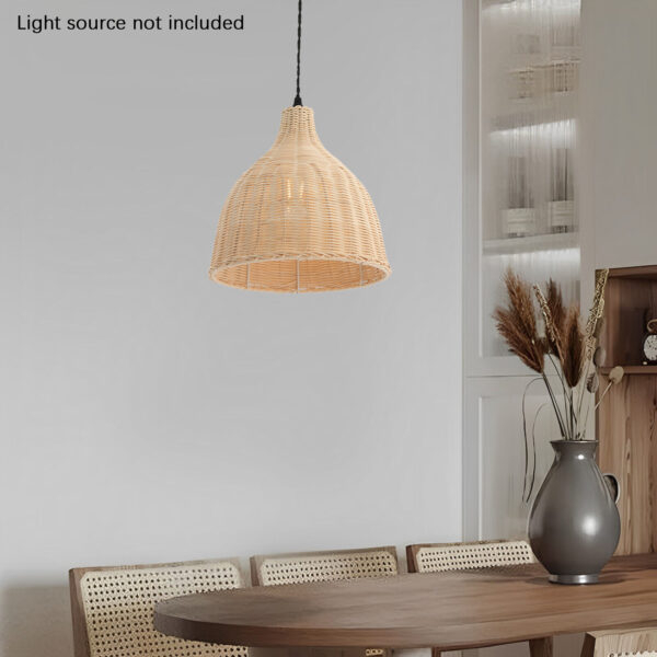 Vintage Rattan Shade Pendant Light Handmade Natural Rattan Hanging Ceiling Lamp - Image 4