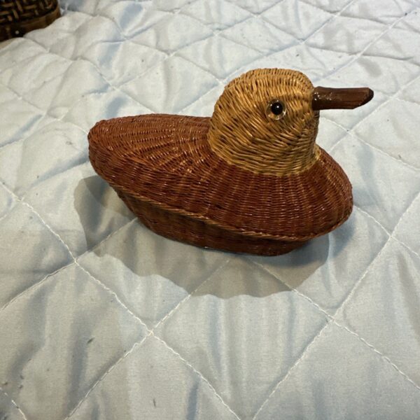 Vintage Rattan Small Bird Basket Trinket Box Boho - Image 4