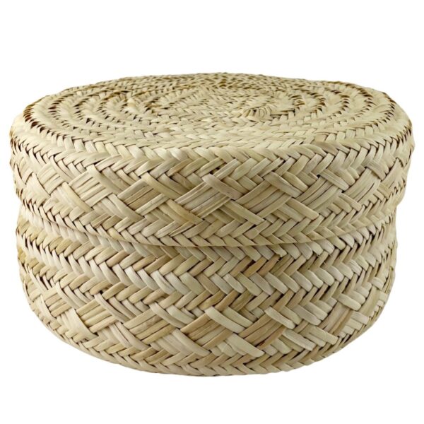 Vintage Rattan Wicker Basket Box with Lid Boho Round Natural Woven Storage 10" - Image 5