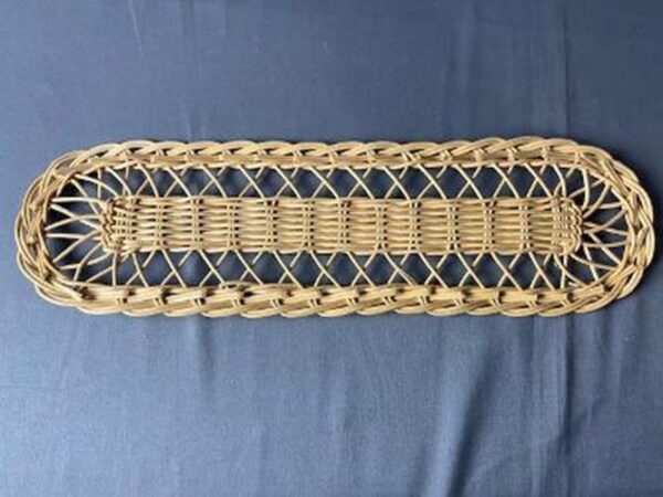 Vintage Rattan Wicker Long Oval Wall Decor Boho Bohemian 15 3/4" x 4 1/4" jl