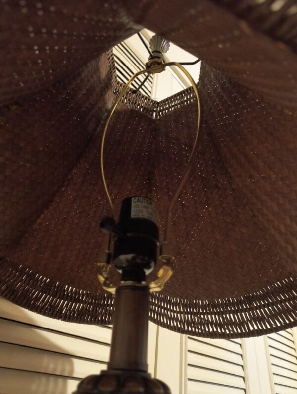 Vintage Rattan Wicker Shades Floor Lamp Home Decor Lighting Fixure in Dark Brown - Image 6