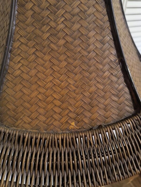 Vintage Rattan Wicker Shades Floor Lamp Home Decor Lighting Fixure in Dark Brown - Image 3