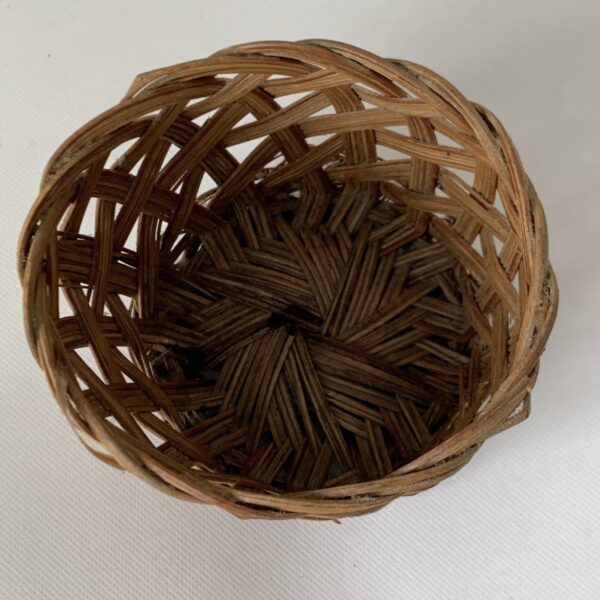 Vintage Round Wicker Rattan Basket Planter Braided Boho Farmhouse Decor 4.5" - Image 3