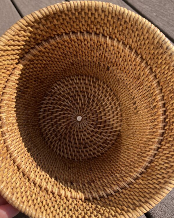 Vintage Round Woven Rattan Wicker Basket Planter Pot Boho - Image 2