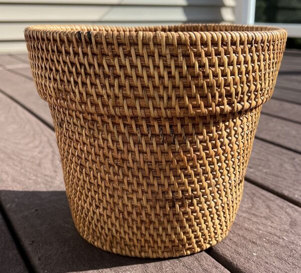 Vintage Round Woven Rattan Wicker Basket Planter Pot Boho - Image 3