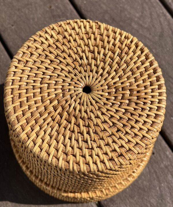 Vintage Round Woven Rattan Wicker Basket Planter Pot Boho - Image 4