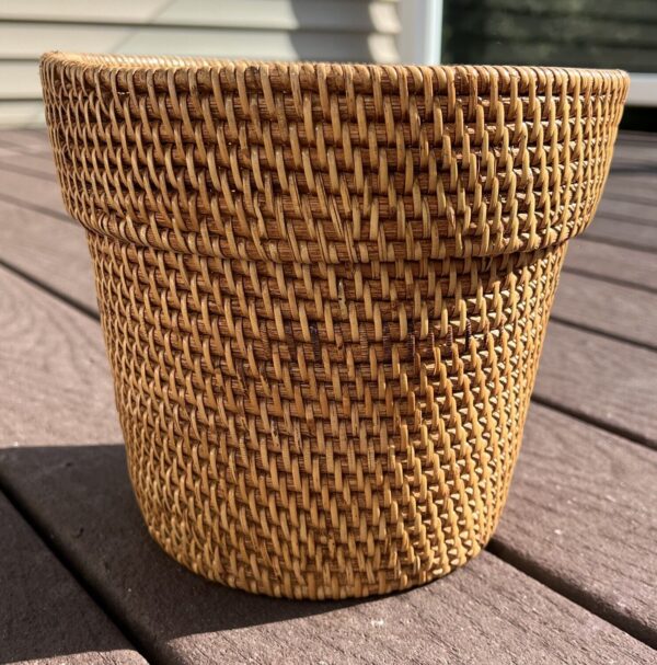 Vintage Round Woven Rattan Wicker Basket Planter Pot Boho