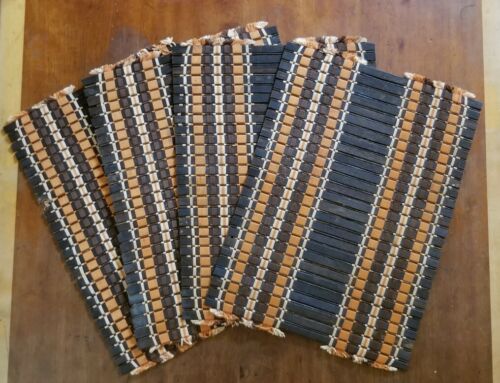 Vintage Set Of 4 Wicker Woven Rattan Cotton Placemats BOHO 1960s B.C Products - Image 7