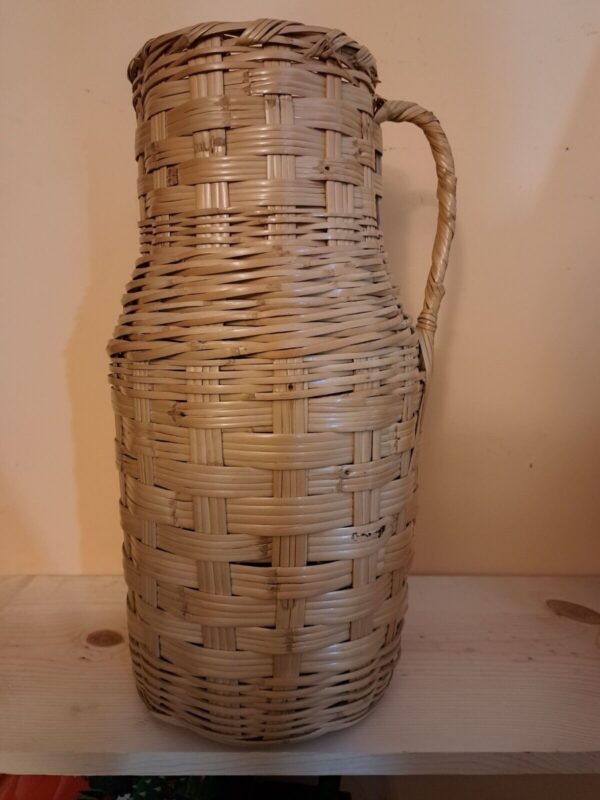 Vintage Shabby Chic Boho 20inch Woven Jug Basket with handle Mexico #1044window - Image 5