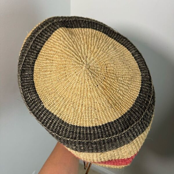 Vintage Sisal & Leather Woven Handmade Oval Basket Market Shoulder Bag BOHO - Image 4