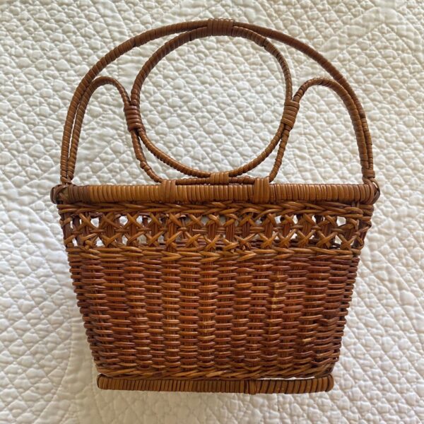 Vintage Small Boho Wall Hanging Basket Rattan Wicker | Cottagecore - Image 2