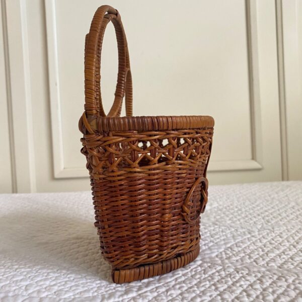 Vintage Small Boho Wall Hanging Basket Rattan Wicker | Cottagecore - Image 3