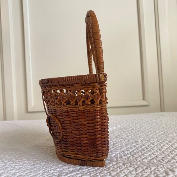 Vintage Small Boho Wall Hanging Basket Rattan Wicker | Cottagecore - Image 4