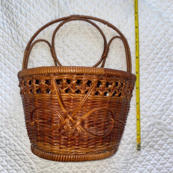 Vintage Small Boho Wall Hanging Basket Rattan Wicker | Cottagecore - Image 6