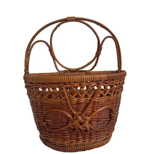 Vintage Small Boho Wall Hanging Basket Rattan Wicker | Cottagecore