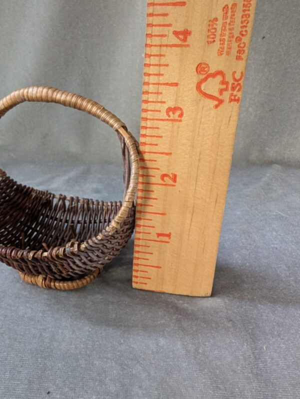 Vintage Small Gondola Basket Woven Crescent Wicker Boho Farmhouse Petite 3" - Image 2