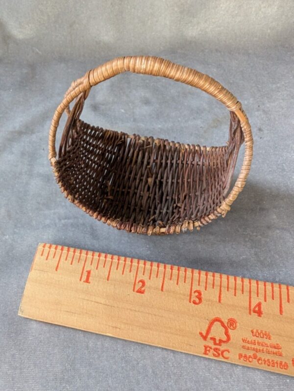 Vintage Small Gondola Basket Woven Crescent Wicker Boho Farmhouse Petite 3" - Image 3