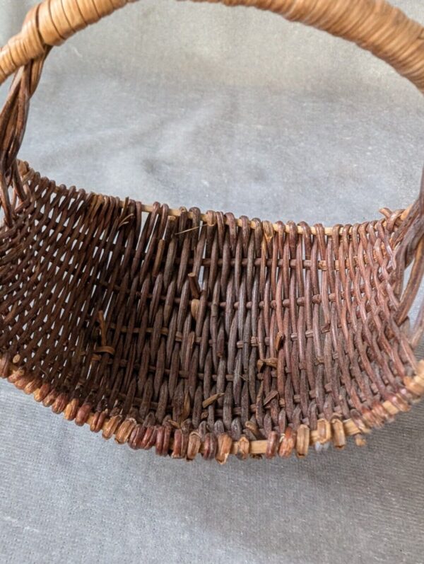 Vintage Small Gondola Basket Woven Crescent Wicker Boho Farmhouse Petite 3" - Image 5