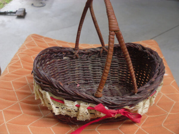 vintage small wicker basket with handle