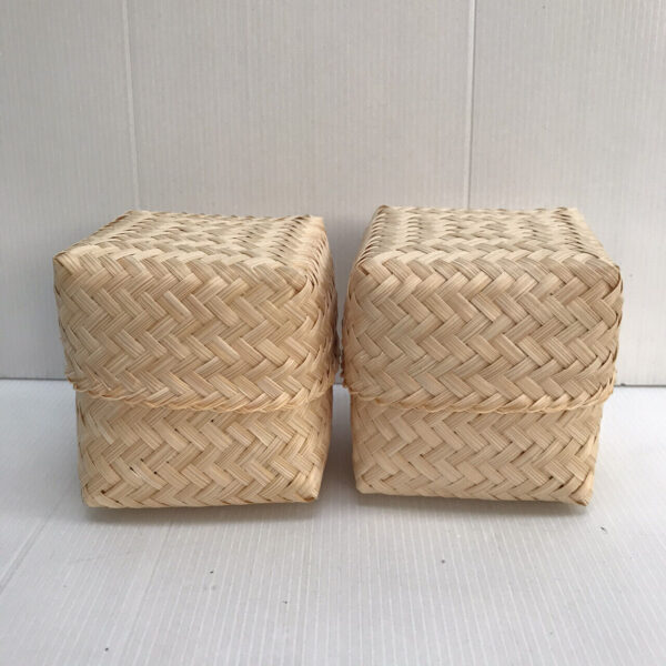 Vintage Thai Handicraft Kratip Sticky Rice Small Bamboo Serving Basket Size3"X3" - Image 5