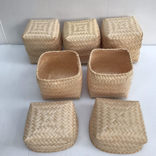 Vintage Thai Handicraft Kratip Sticky Rice Small Bamboo Serving Basket Size3"X3" - Image 6