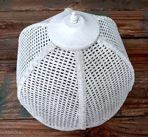 Vintage White Wicker Swag or Table Lamp Shade EVC - Image 2