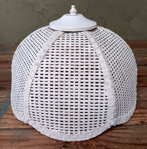 Vintage White Wicker Swag or Table Lamp Shade EVC