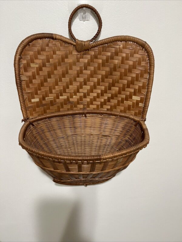 Vintage Wicker Basket Wall Hanging Storage Boho Decor - Image 4