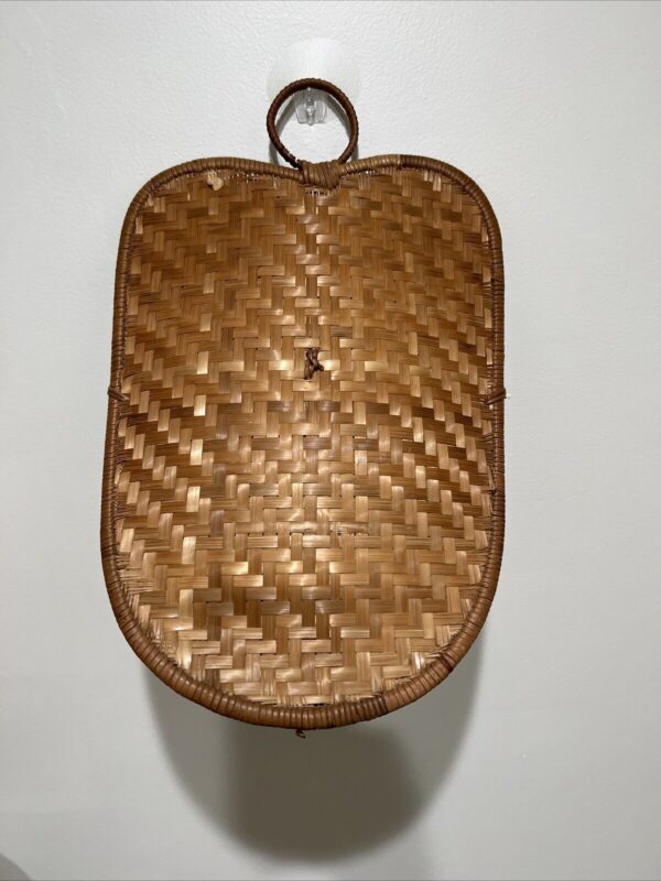 Vintage Wicker Basket Wall Hanging Storage Boho Decor - Image 5