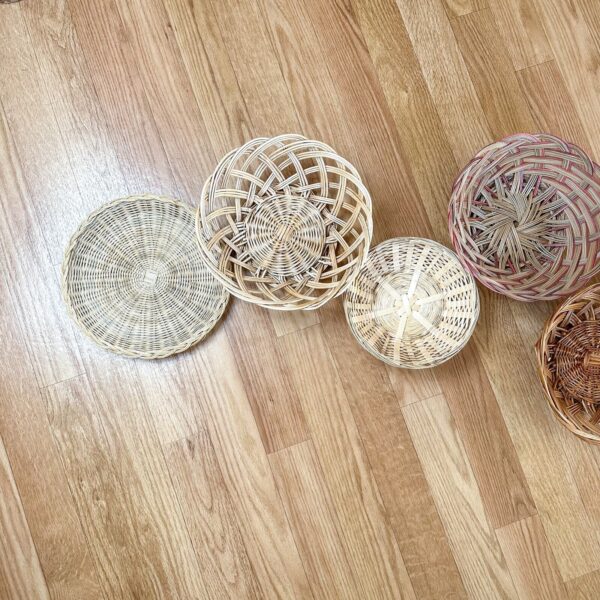 Vintage Wicker Basket Wall Set of Baskets Boho Home Decor - Image 2