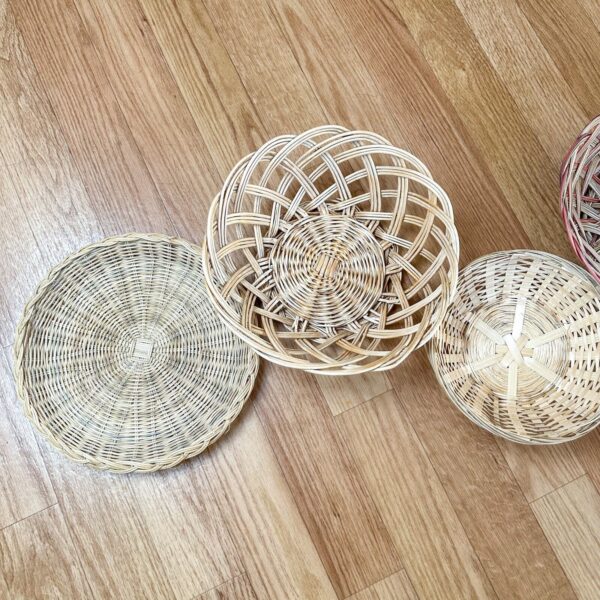 Vintage Wicker Basket Wall Set of Baskets Boho Home Decor - Image 5